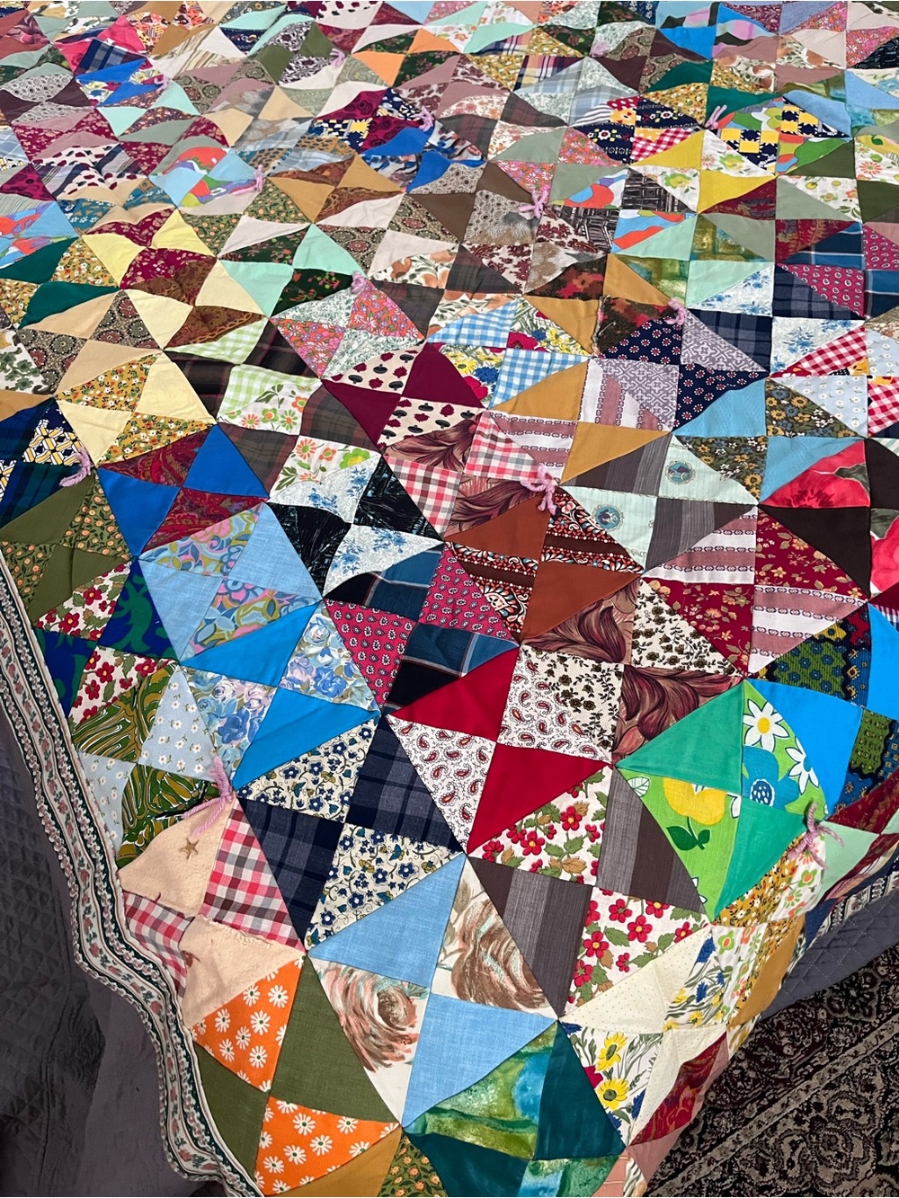 Vintage cotton Handmade Patchwork Quilt - Multicolor Bedding Throw